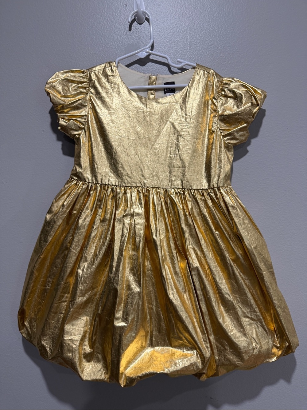 Tea Collection Shimmering Gold Puff-Sleeve Dress size 6